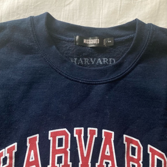 Missguided Navy Harvard Sweatshirt - Size Small - Picture 3 of 4